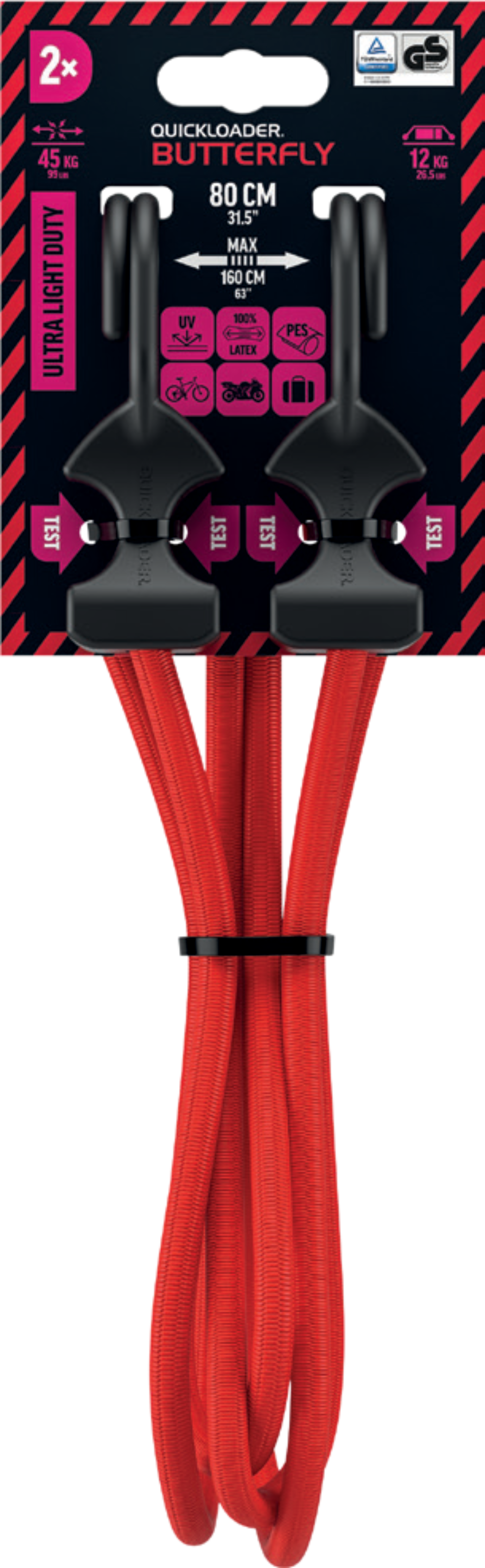 QL Butterfly Bungee 45 kg 80 cm x 8 mm 2-PACK