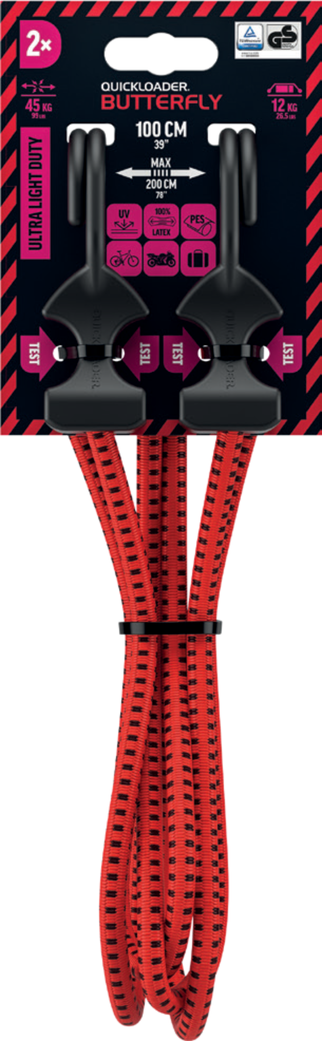 QL Butterfly Bungee 45 kg 100 cm x 8 mm 2-PACK