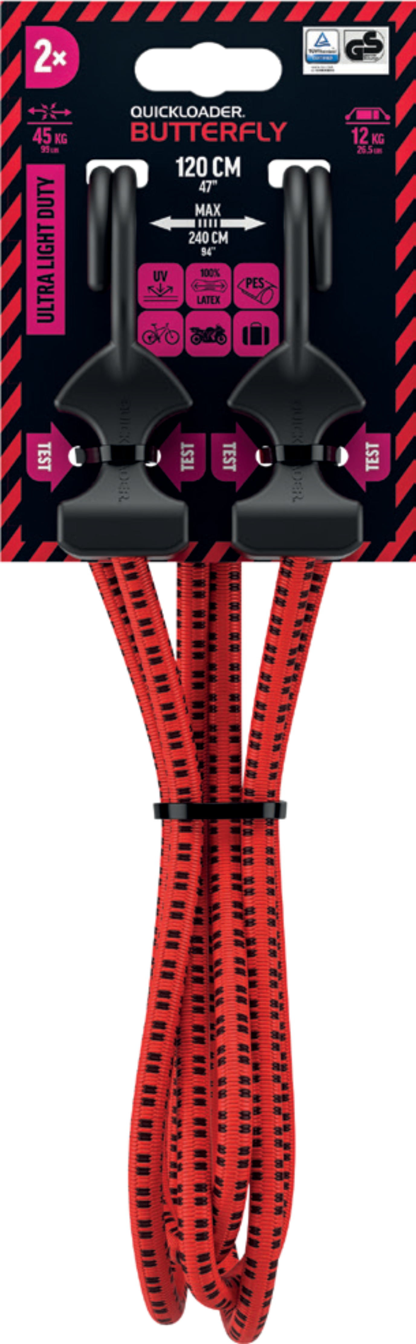 QL Butterfly Bungee 45 kg 120 cm x 8 mm 2-PACK