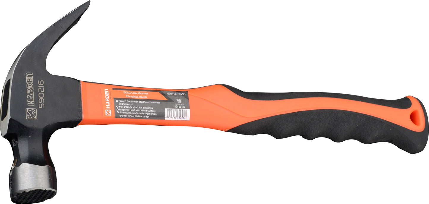 0.56kg/20oz Claw Hammer with Fibreglass Handle
