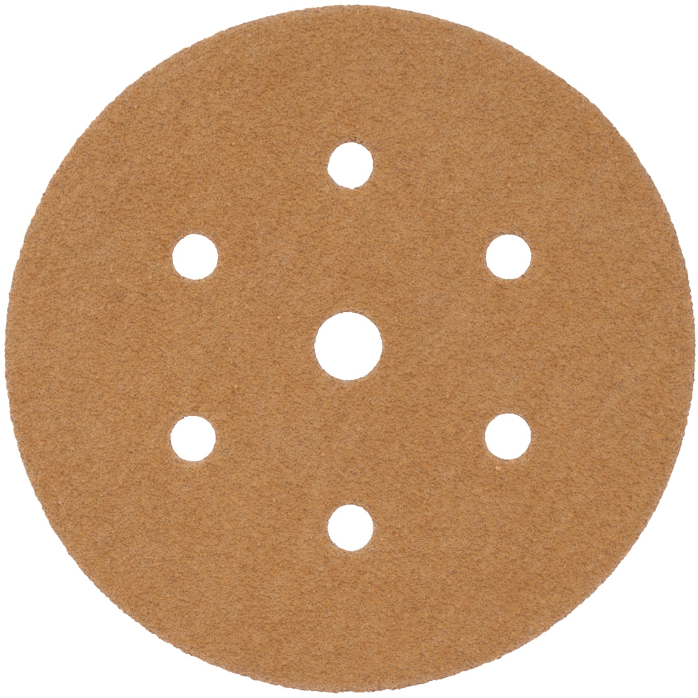 GOLD DISC (50 PIECES) 60 GRIT 150MM X 6+1 HOLES HOOK AND LOOP