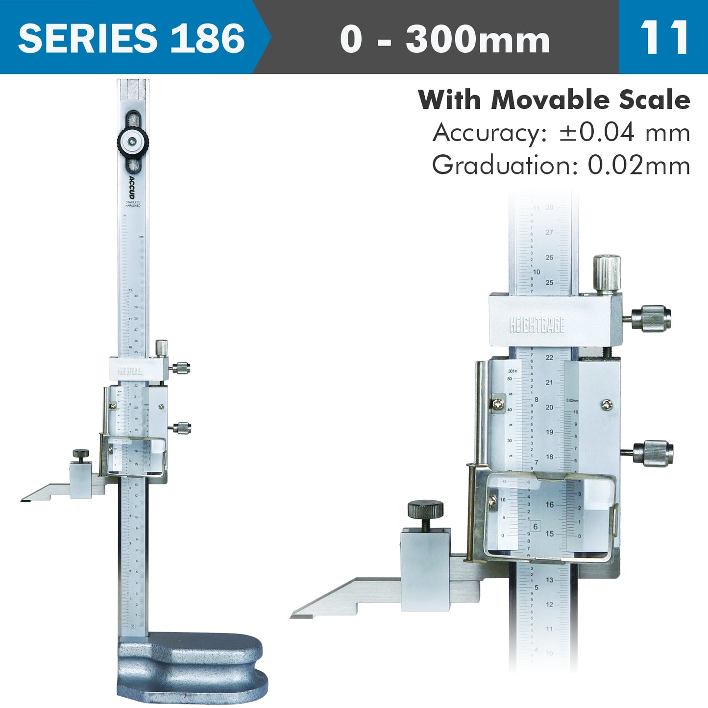 VERNIER HEIGHT GAUGE 300MM 0.05MM ACC. 0.02MM GRAD. S/STEEL