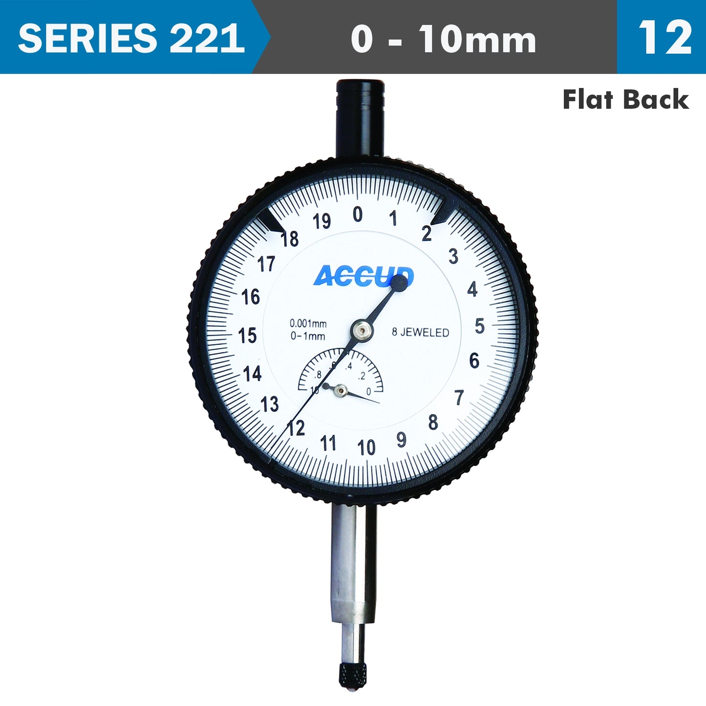 DIAL INDICATOR FLAT BACK 10MM