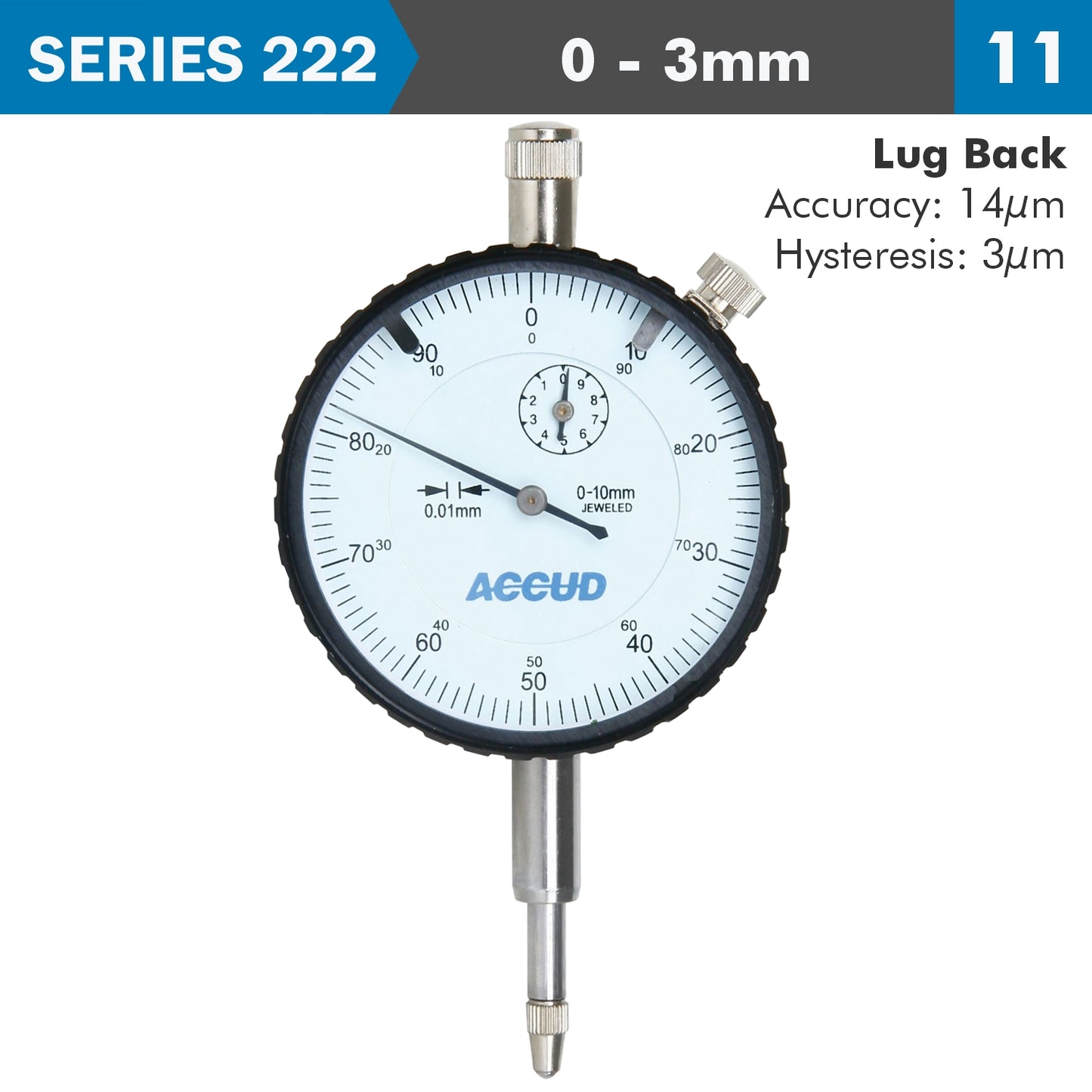 DIAL INDICATOR 3MM 0.01MM GRAD. LUG BACK