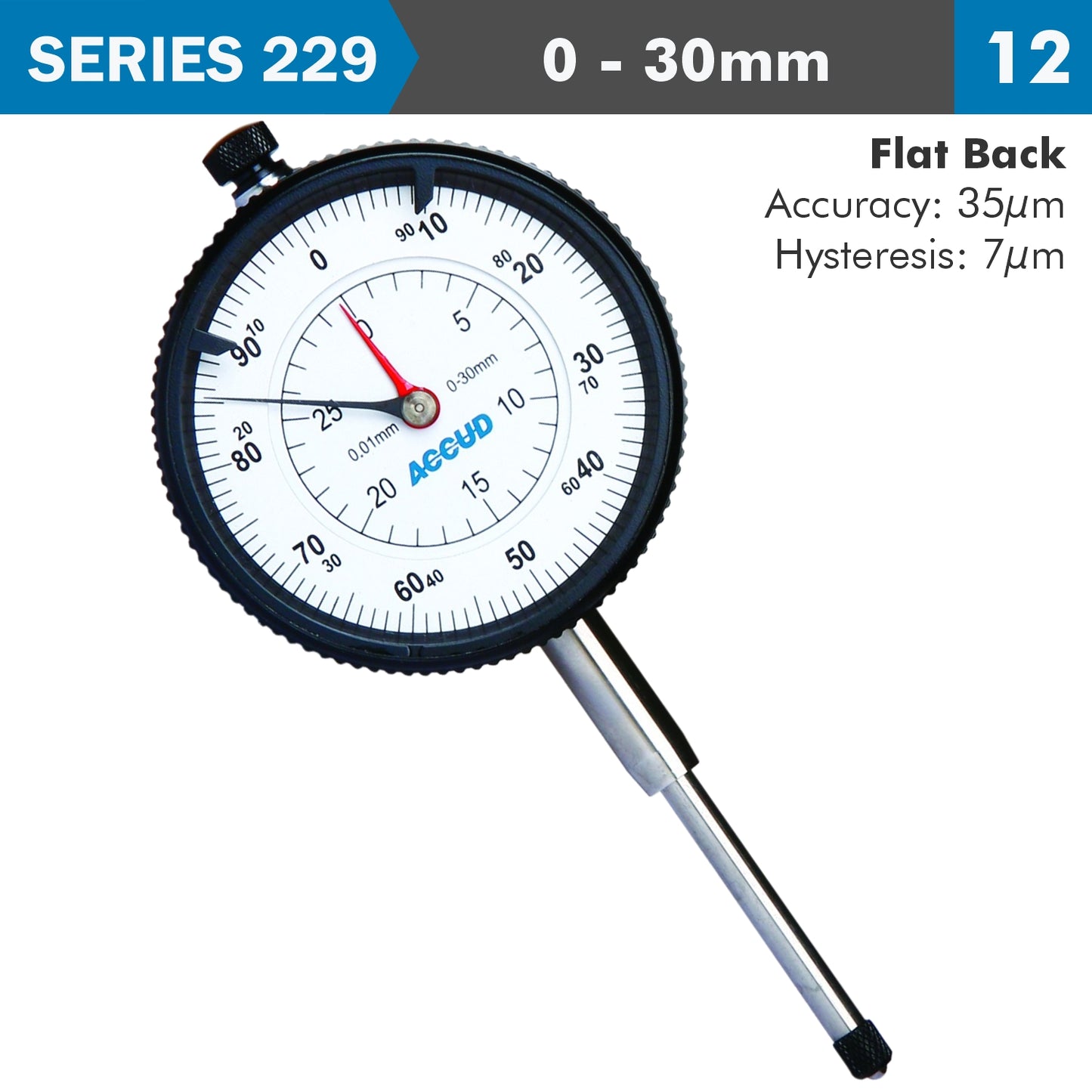 DIAL INDICATOR FLAT BACK 30MM