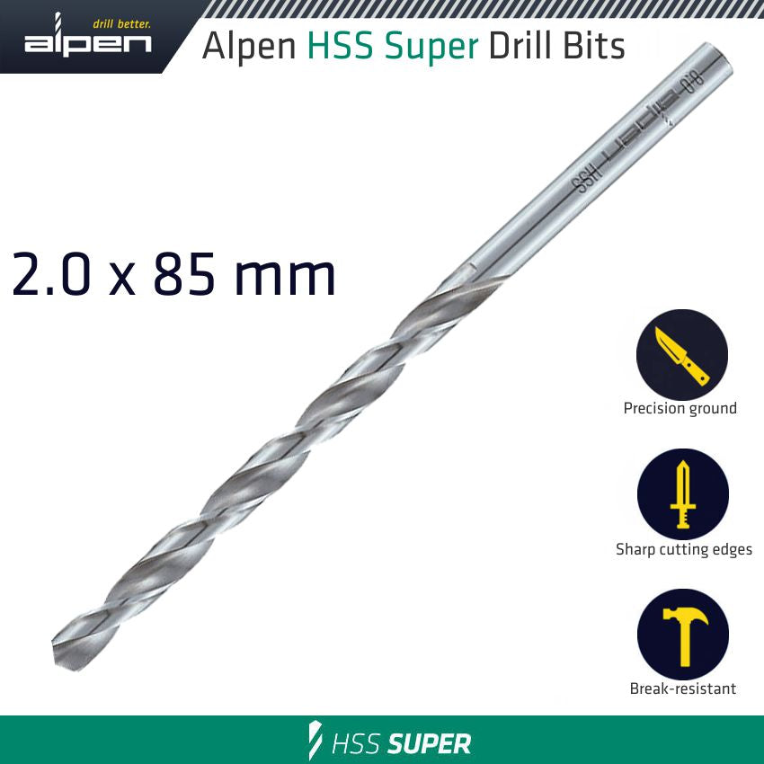 HSS DRILL BIT LONG 2 X 85MM BULK