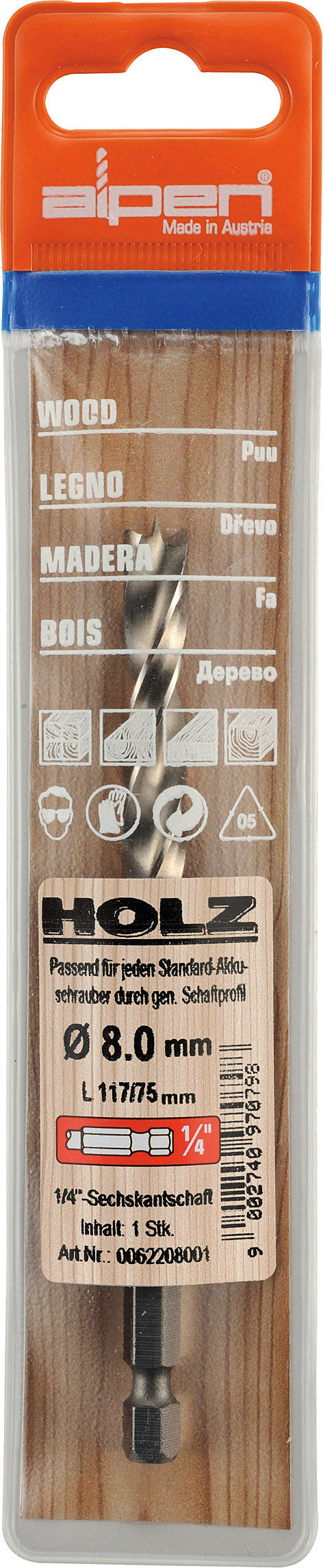 HSS WOOD BIT 3MM HEX SHANK