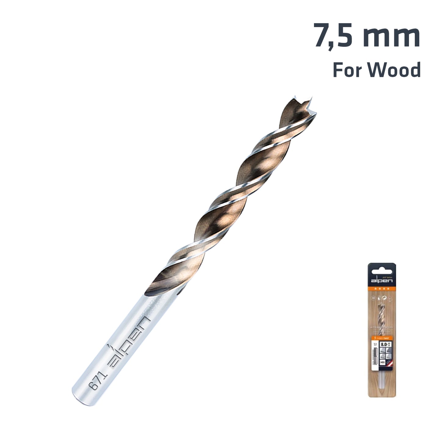 TIMBER TWIST 7.5MM WOOD DRILL BIT SLEEVED