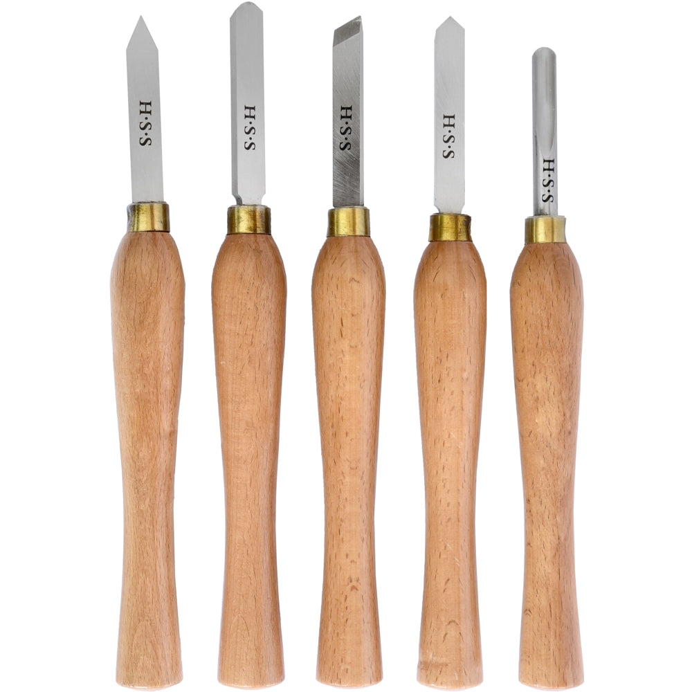 CHISEL SET WOOD TURNING 270MM HSS 5 PIECE WOOD CASE