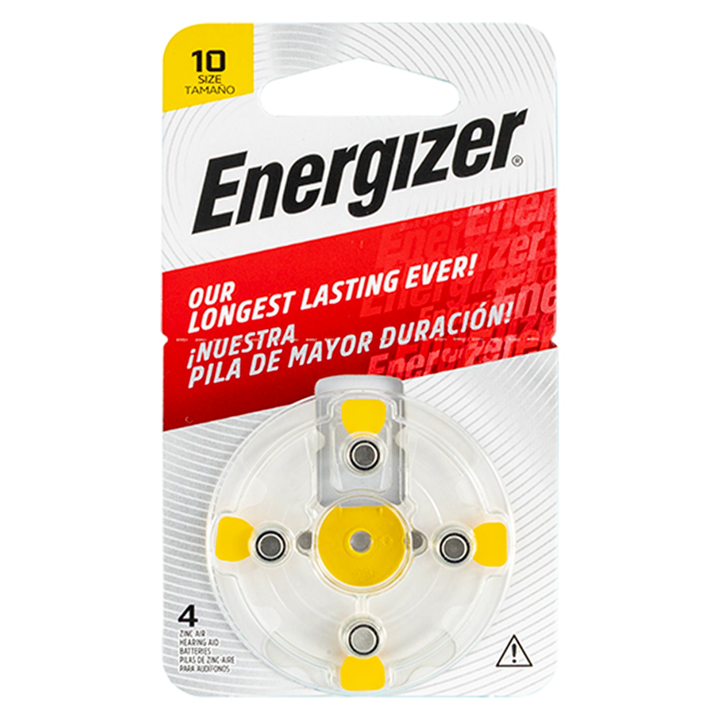 ENERGIZER HEARING AID BAT 10 YELLOW 4 PACK (MOQ 10)