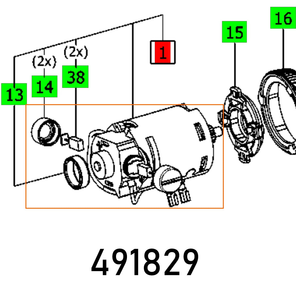 MOTOR, TDK 15,6 ET-BG. KOMPL.