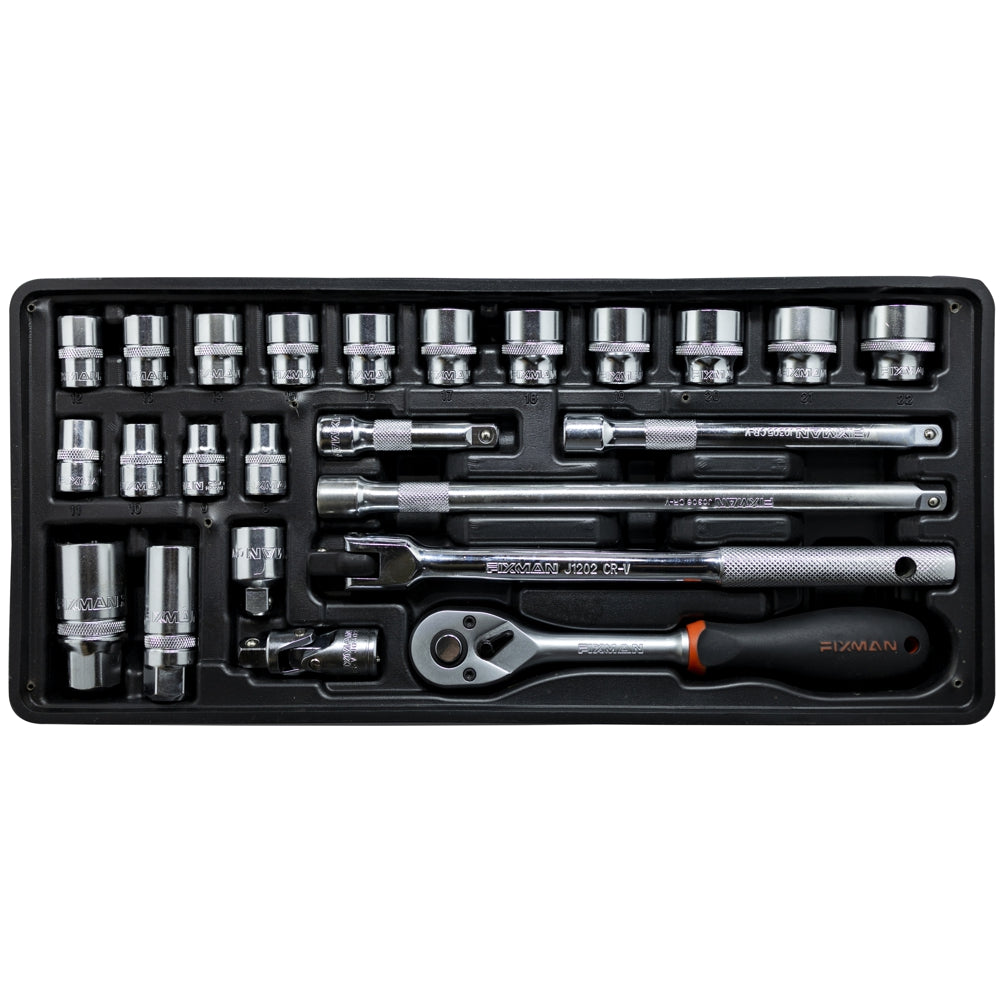 FIXMAN TRAY 24 PIECE 3/8' DRIVE SOCKETS AND ACCESSORIES