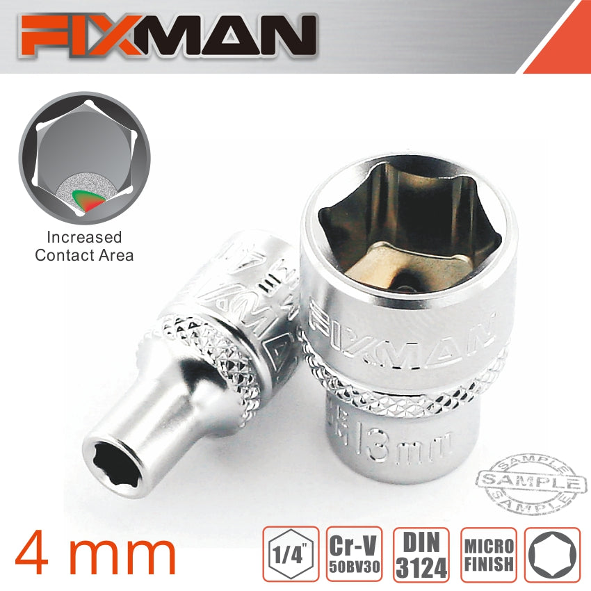 FIXMAN 1/4' DRIVE HEX SOCKET 4MM