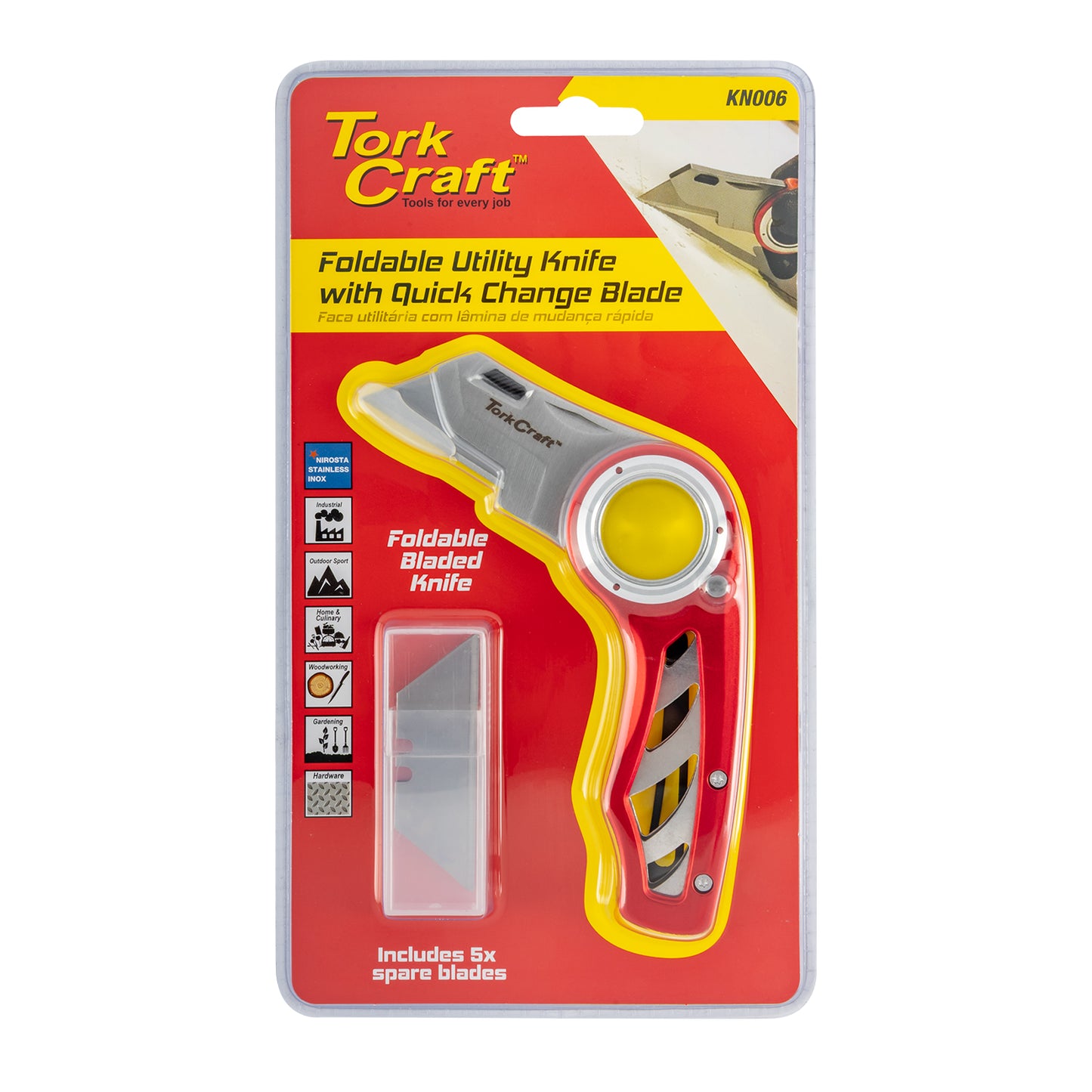 KNIFE UTILITY S/STEEL BLADES FOLDABLE WITH BELT CLIP