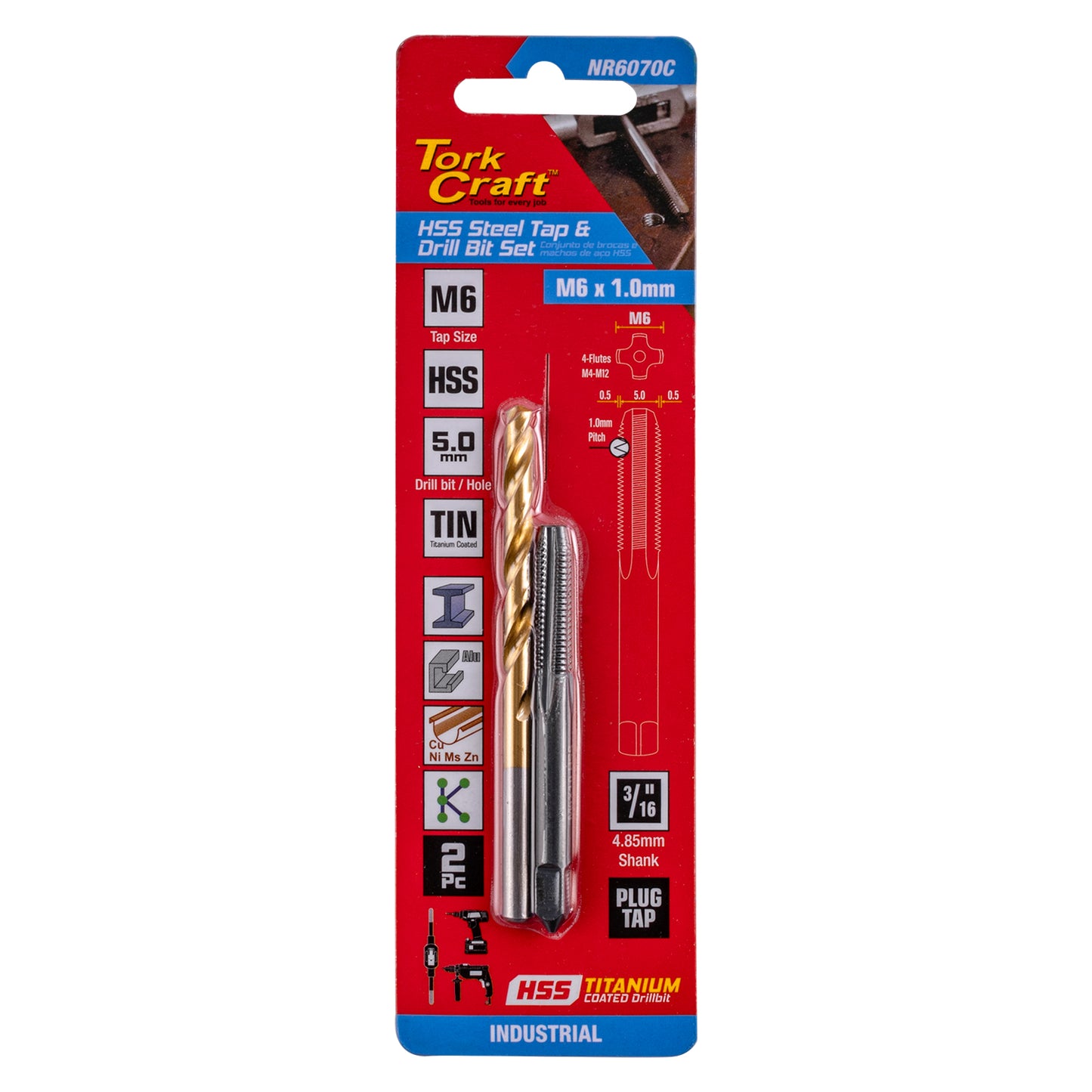 TAP HSS 6X1.0 & DRILL 5.0MM 2PC SET