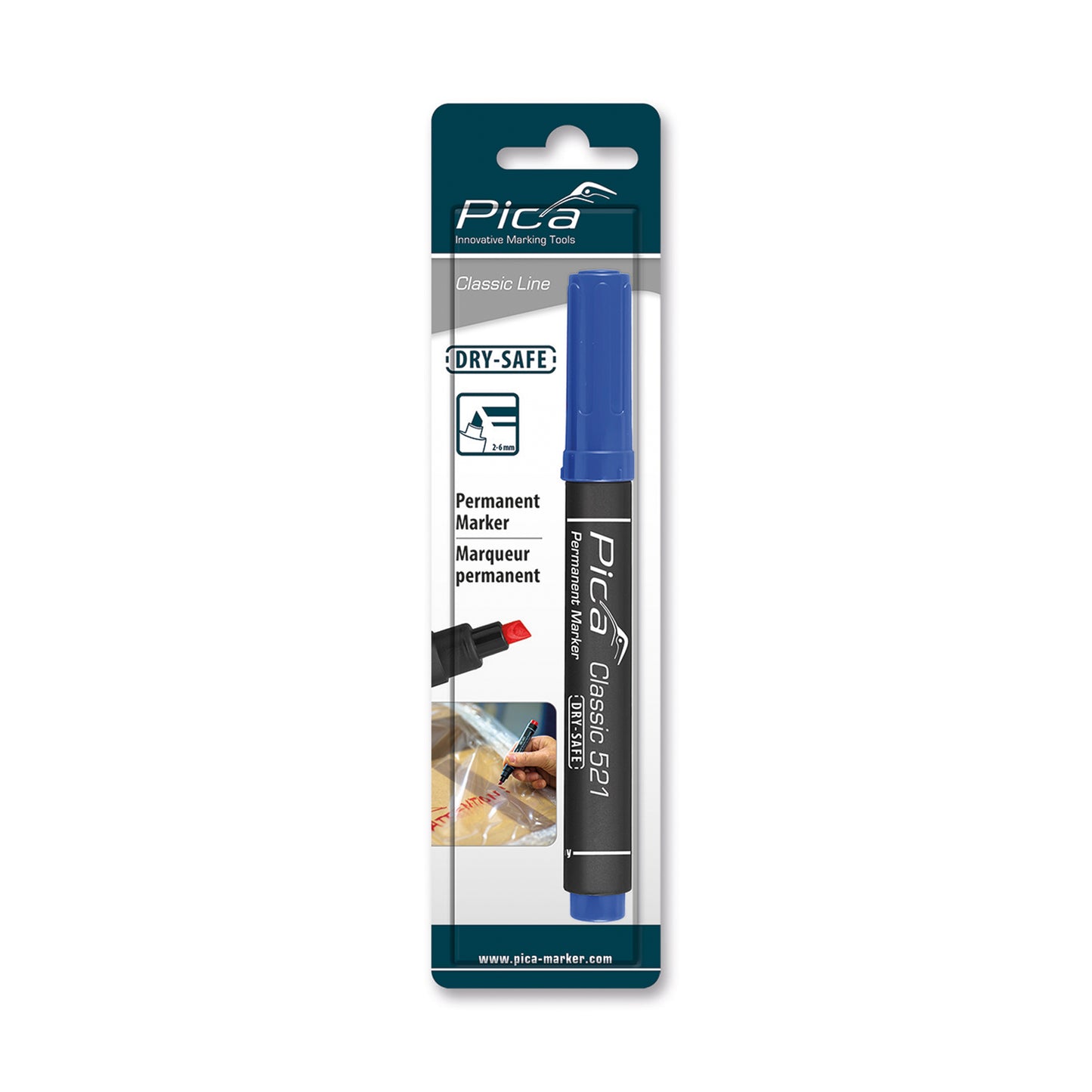 PERMANENT MARKER 2-6MM CHISEL TIP BLUE BLISTER