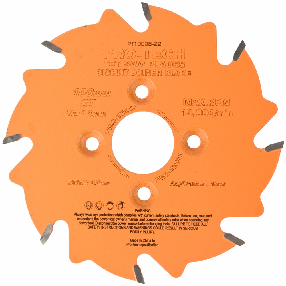 SAW BLADE TCT 100X3.96X22X8T BISCUIT JOINER WOOD PROF. PRO-TECH