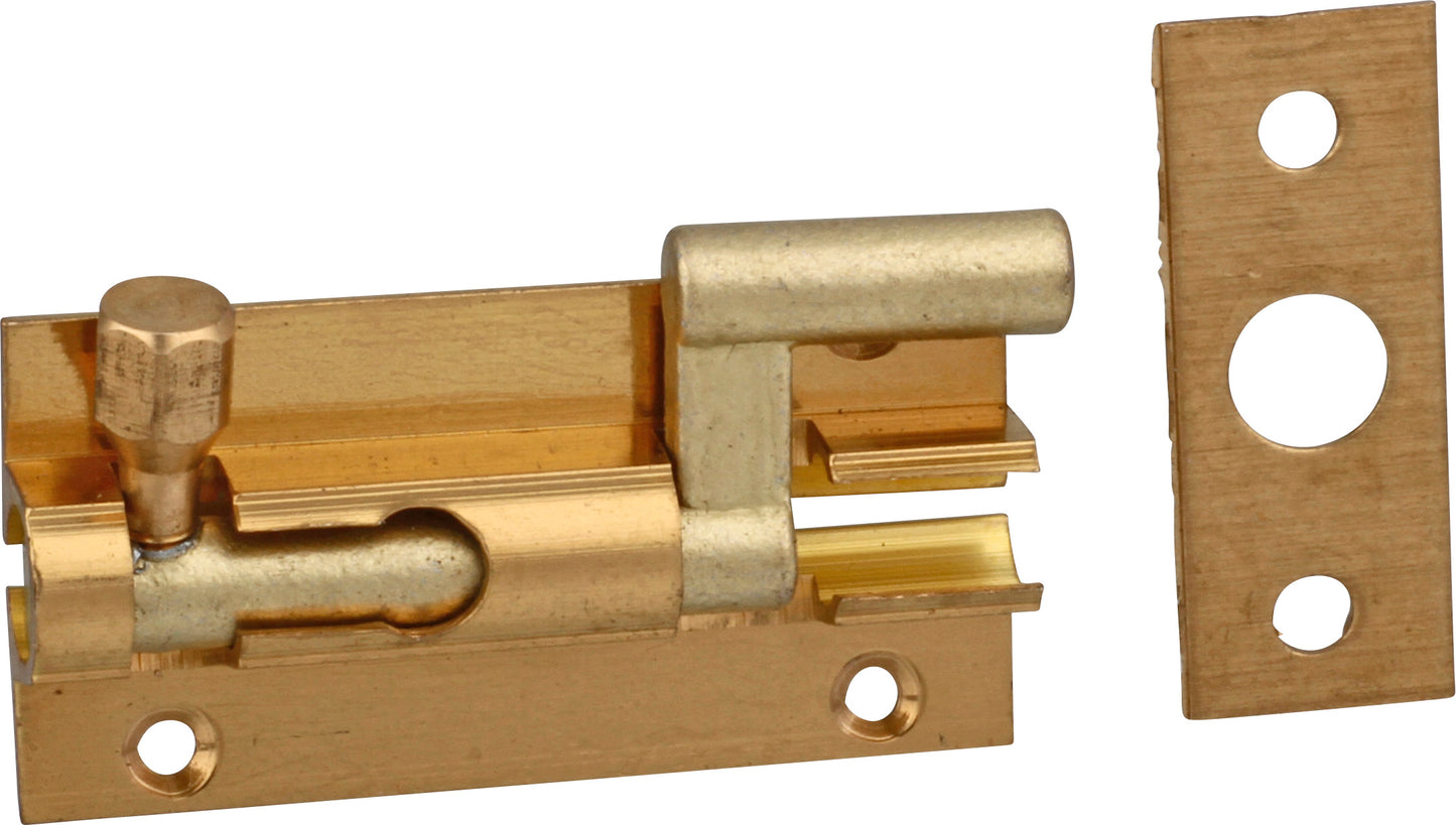 Barrel Bolt Brass Plated Neck 100mm (1)