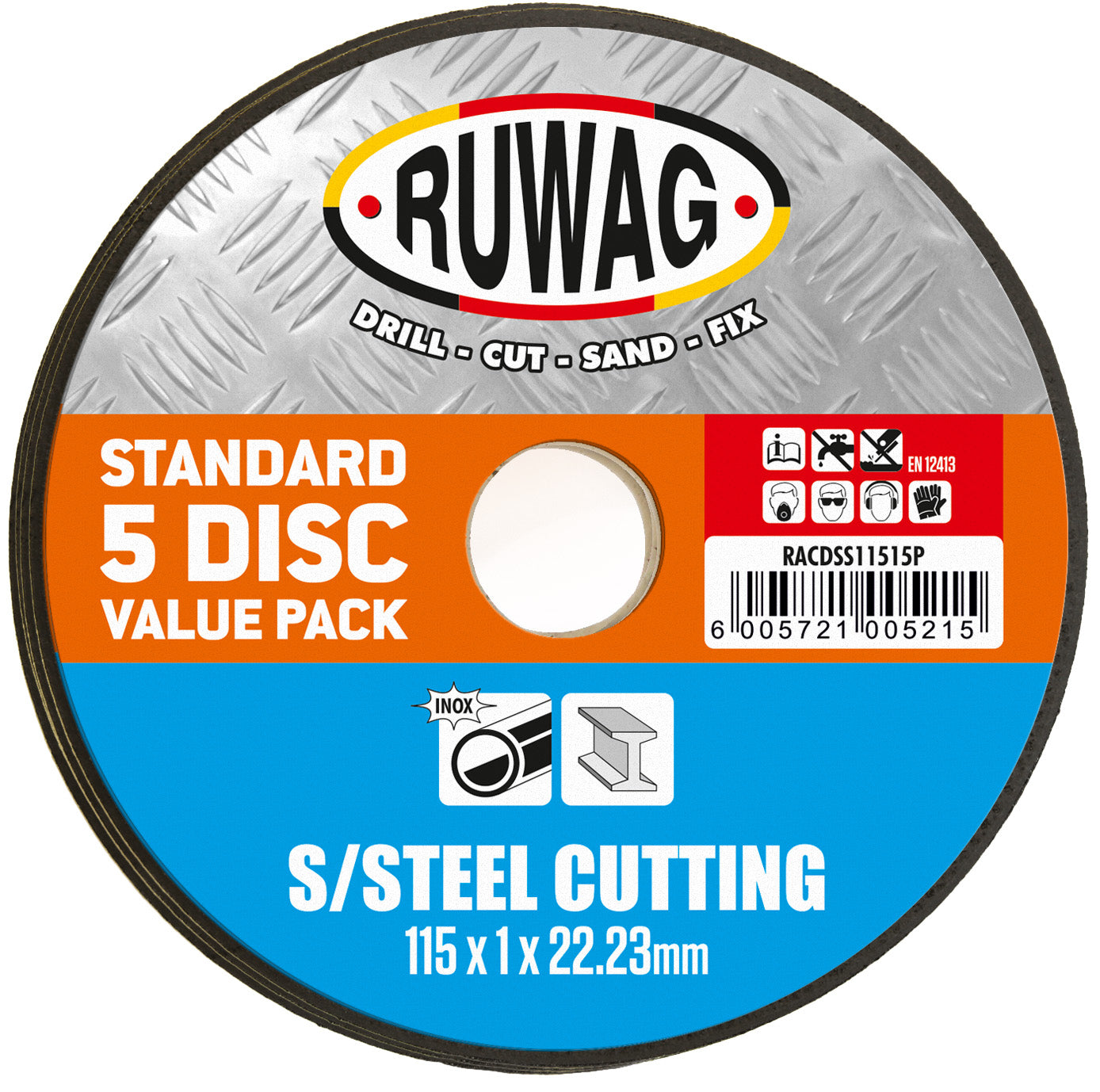 115mm STAINLESS STEEL ABRASIVE CUTTING DISC 5 PACK /pk