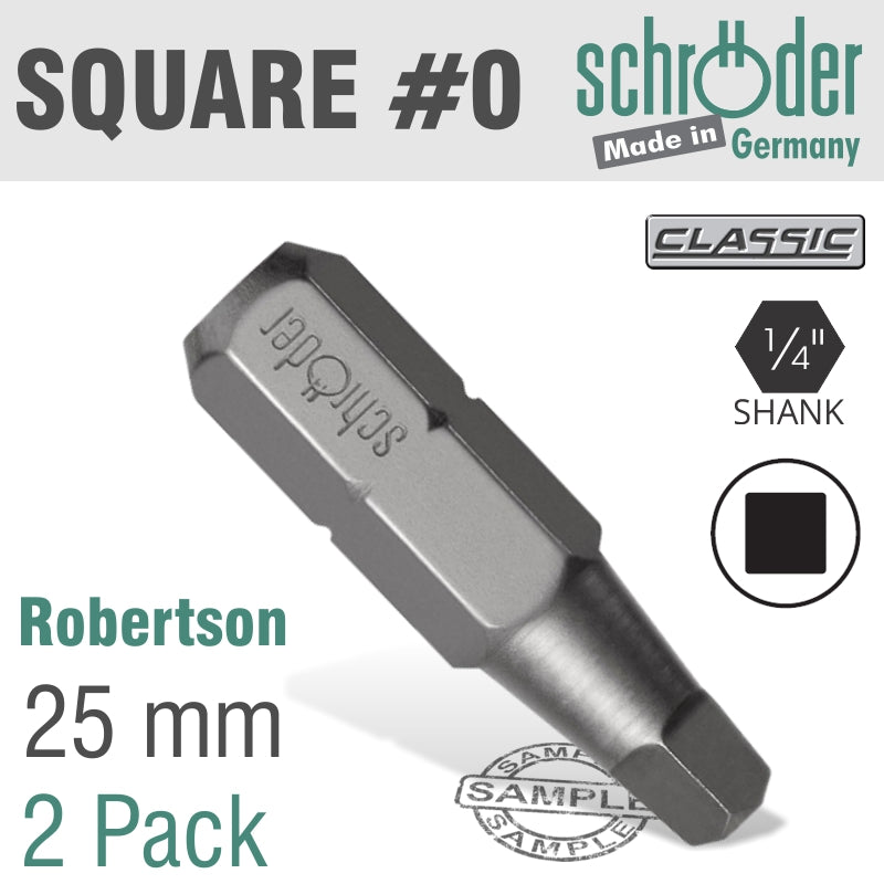 SQ.RECESS N.0X25MM BIT 2CD