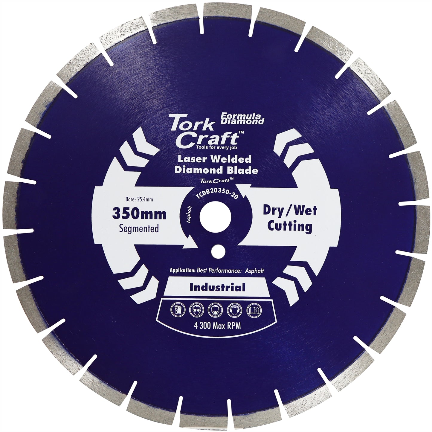 DIAMOND BLADE 350x25.4MM ASPHALT LASER WELDED SEGMENTED TAR