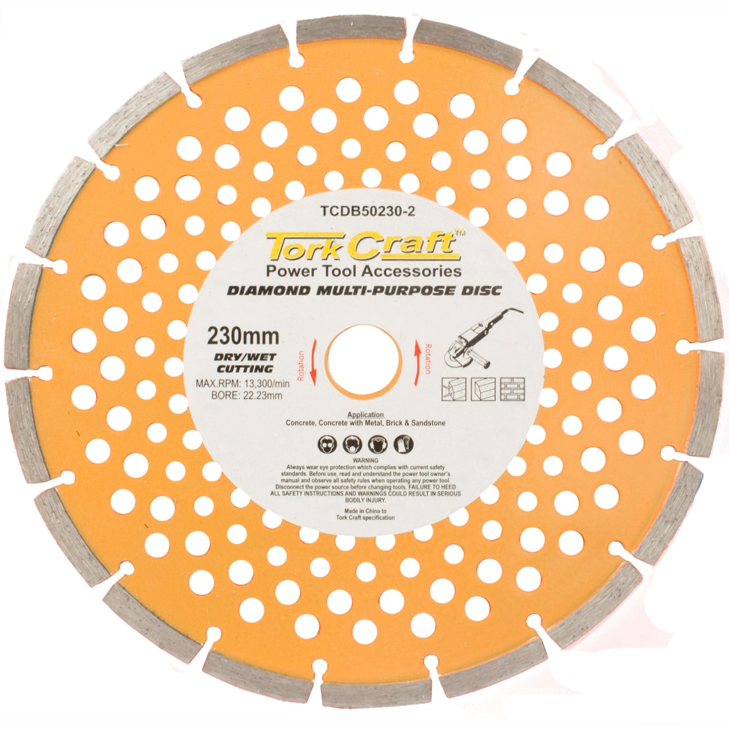 DIAMOND BLADE MULTI PURP.SEGM.230MM HARD & SOFT MAT.