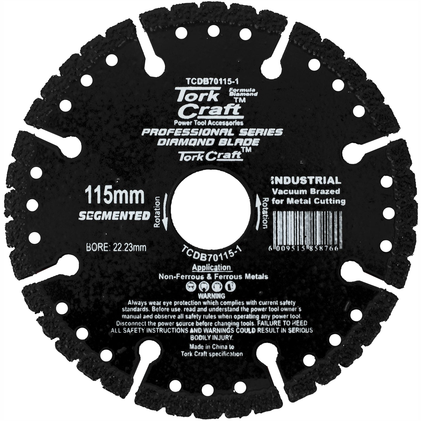 DIAMOND BLADE SEG.115 x 22.23MM VACUUM BRAZED FOR METAL CUTTING