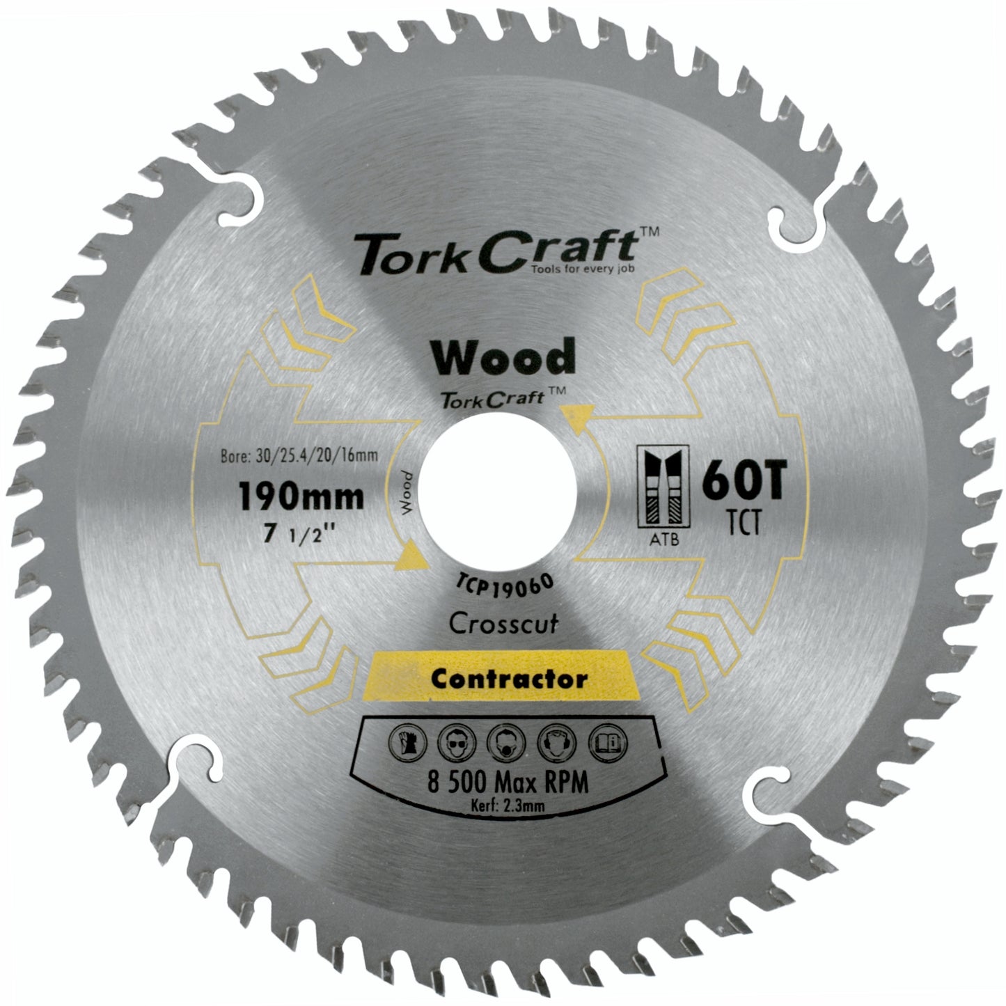 BLADE CONTRACTOR 190 X 60T 30/1/20/16 CIRCULAR SAW TCT