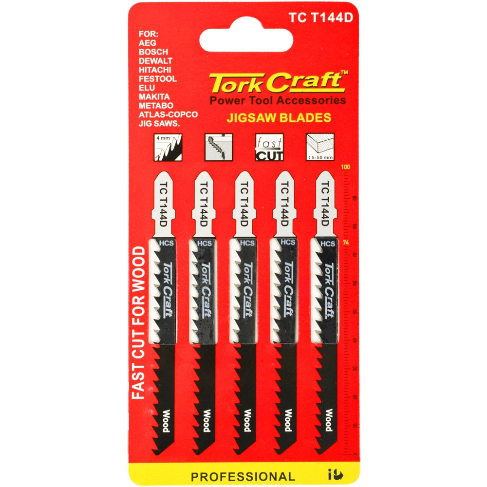 T-SHANK JIGSAW BLADE FAST CUT FOR WOOD 4MM 6TPI 5PC