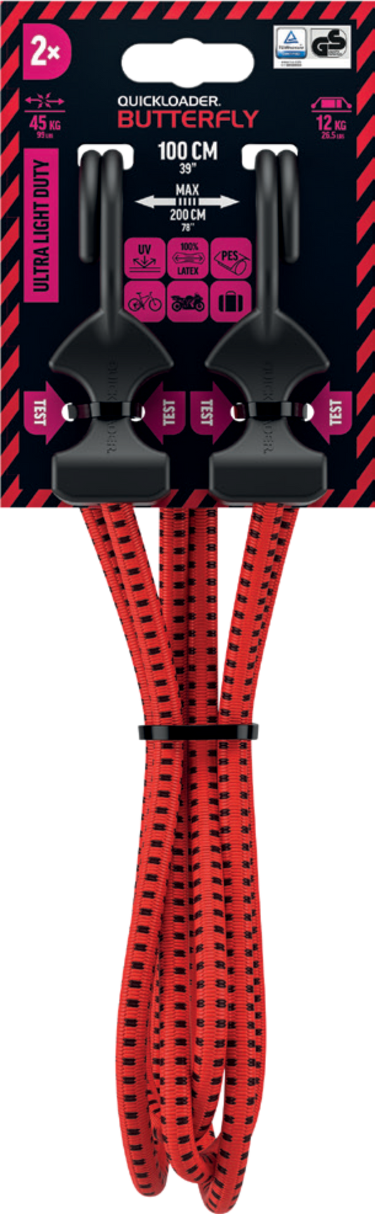 QL Butterfly Bungee 45 kg 100 cm x 8 mm 2-PACK
