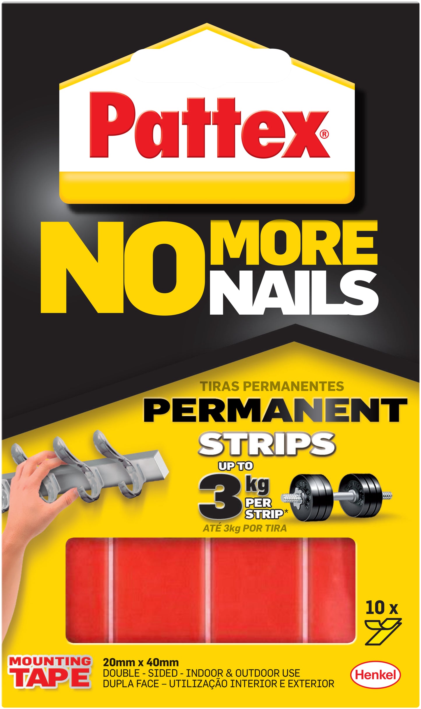 Pattex No More Nails PERMANENT Mounting Strips 3kg