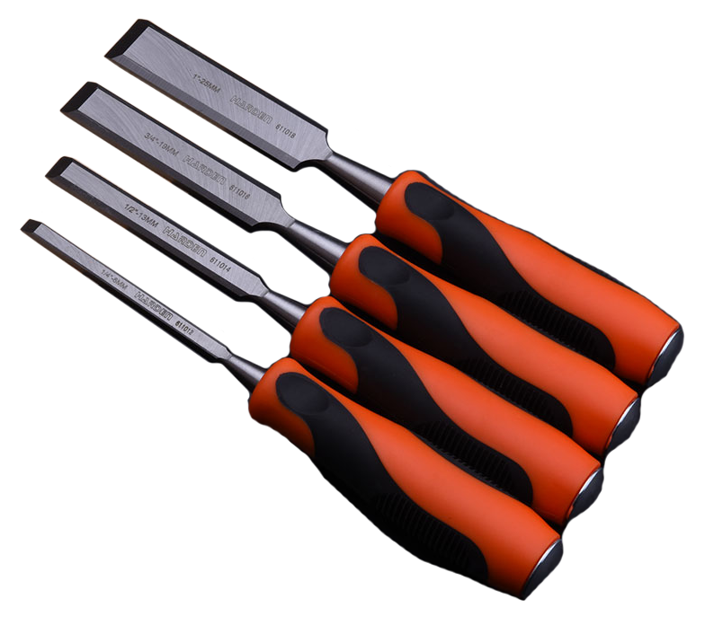 4pcs Orange black handle wood chisel set