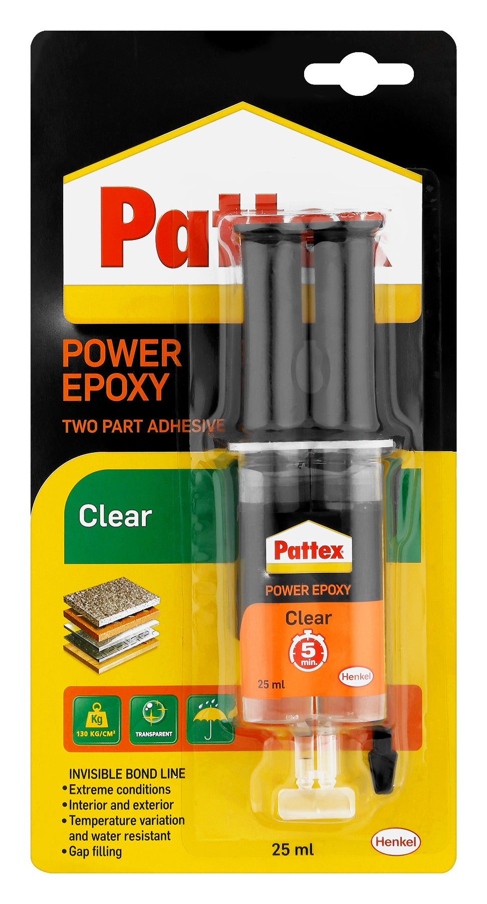 Pattex Epoxy Clear Syringe 25ml carded