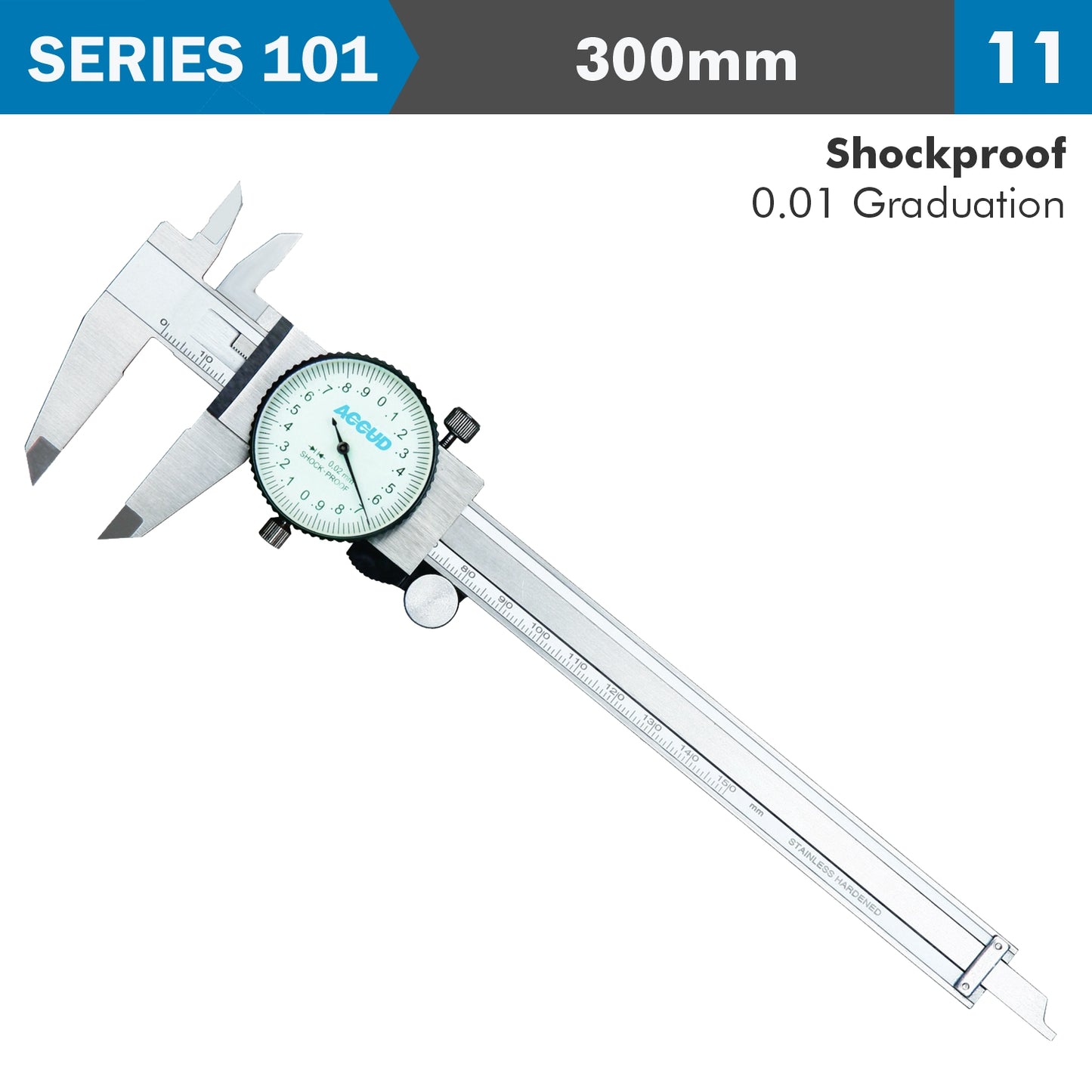 DIAL CALIPER 300MM 0.04MM ACC. 0.01MM GRAD. S/STEEL SHOCKPROOF