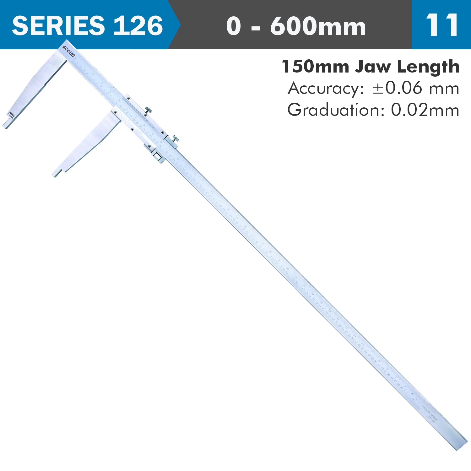 VERNIER CALIPER 600MM 0.06MM ACC. 150MM 0.02MM GRAD S/STEEL