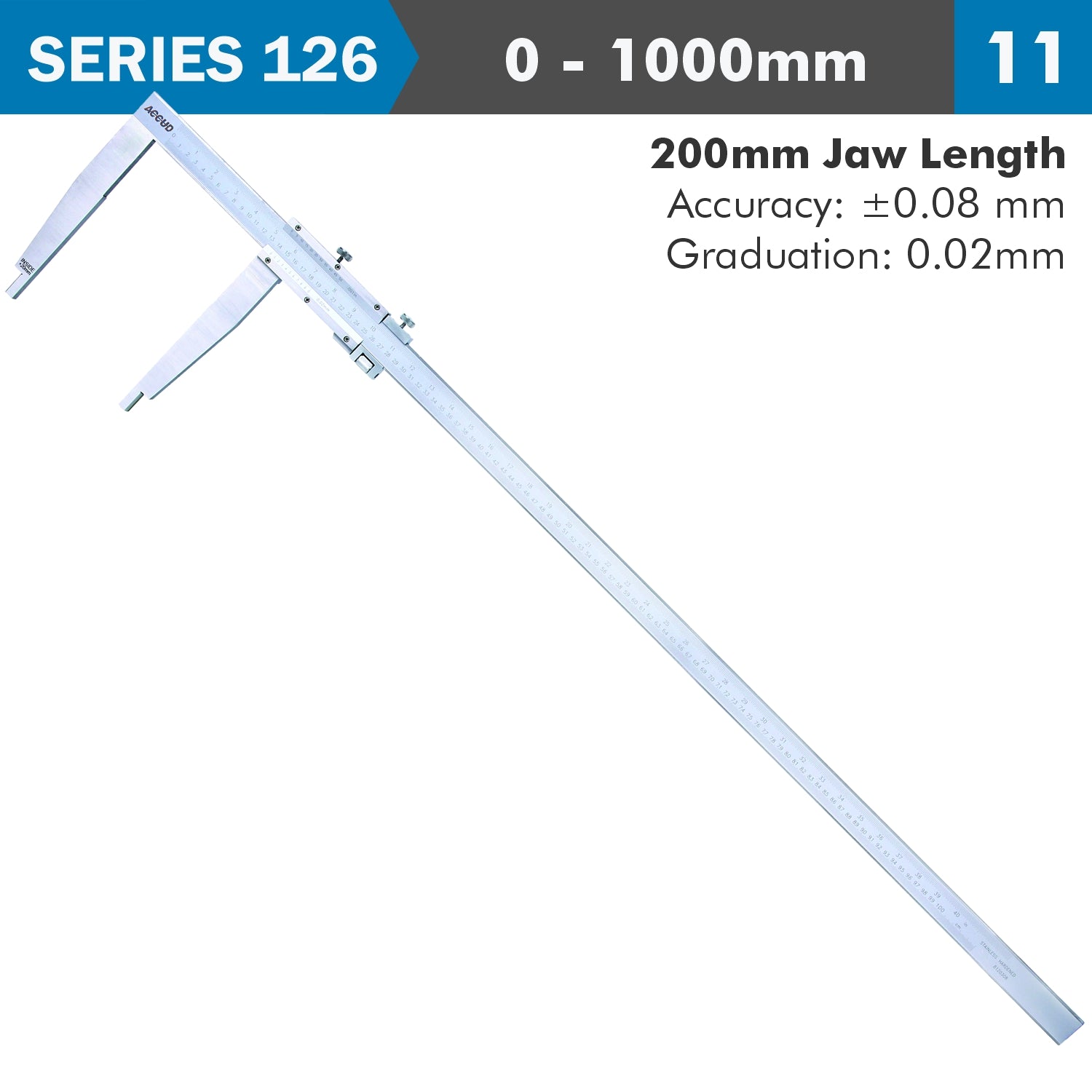 VERNIER CALIPER 1000MM 0.08MM ACC. 200MM 0.02MM GRAD S/STEEL