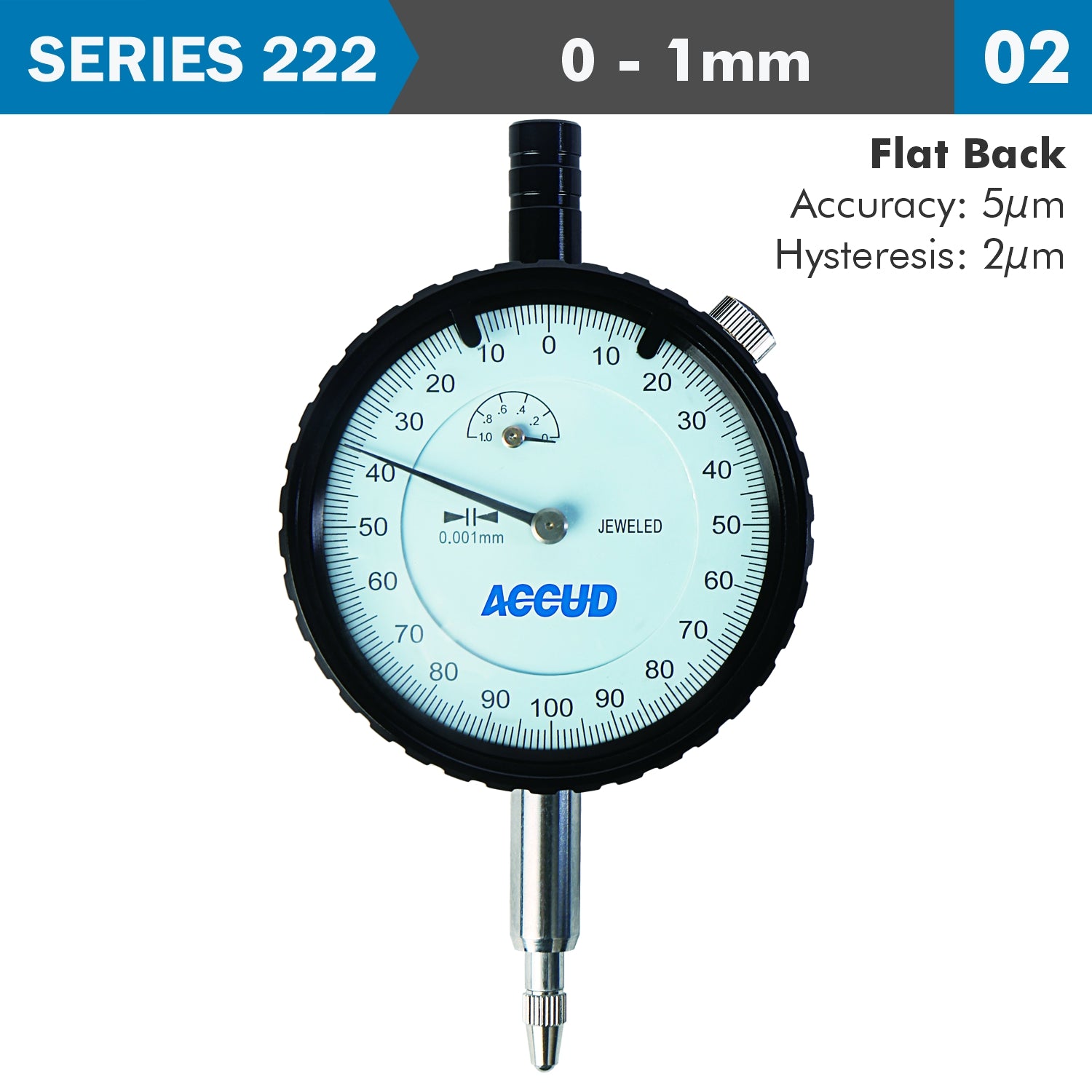 DIAL INDICATOR 1MM 0.001MM GRAD. FLAT BACK