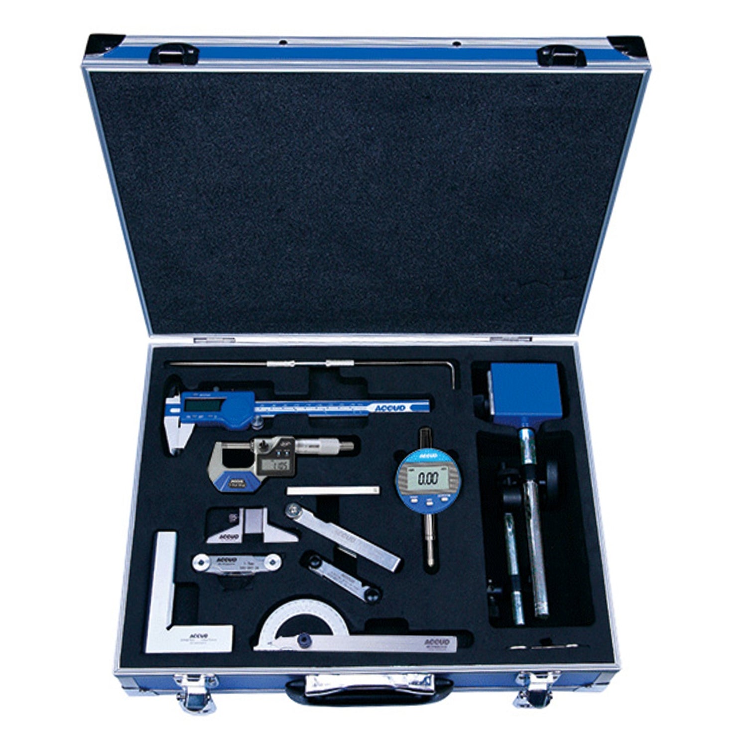 12PC MEASURING SET CALIPER MICROMETER MAG. STAND 3 X GAUGES SCRIBER DE