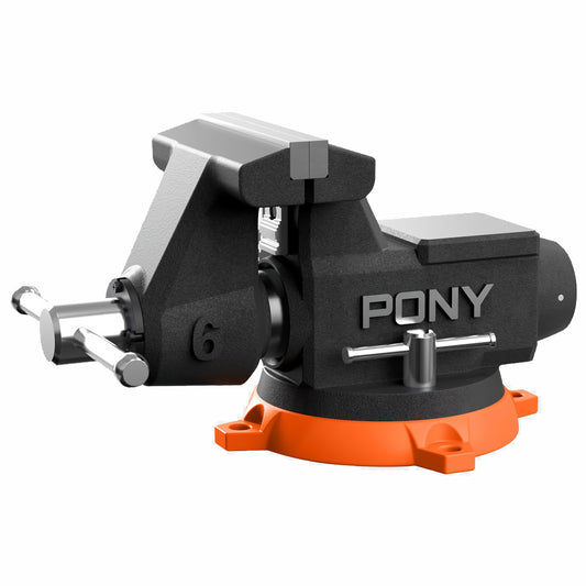 PONY 150MM (6') PRO HEAVY-DUTY SWIVEL BASE BENCH VISE