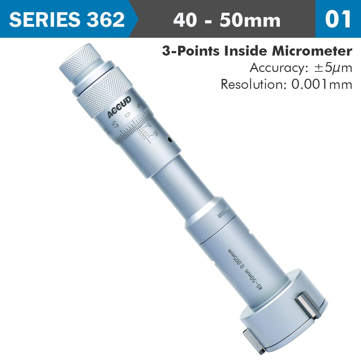 3 POINTS INSIDE MICROMETER 40-50MM 0.005MM ACC. 0.005MM GRAD.