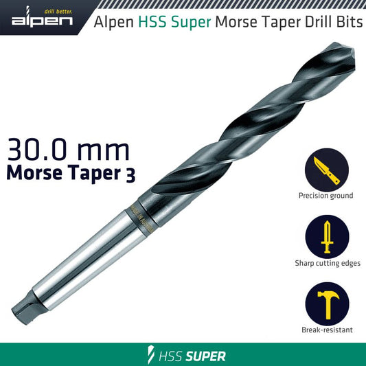 HSS SUPER 30MM MORSE TAPER 3 SHANK
