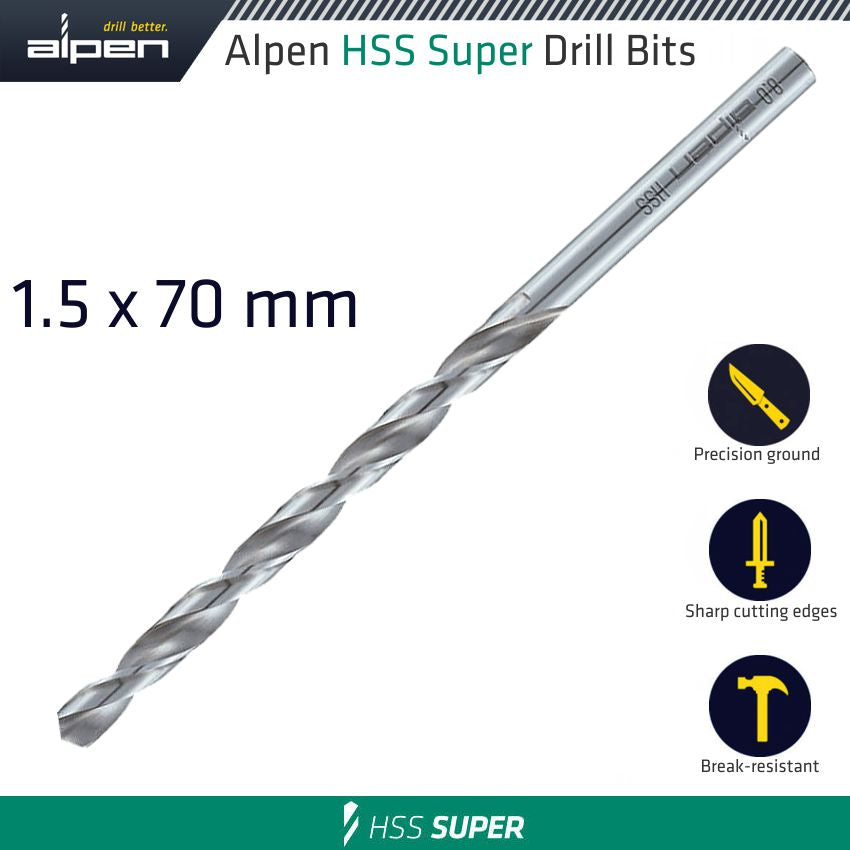 HSS DRILL BIT LONG 1.5 X 70MM BULK