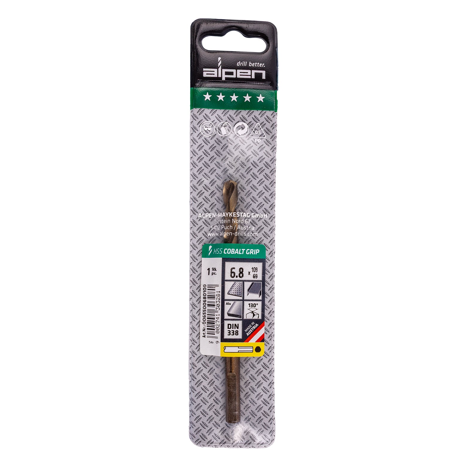 HSS COBALT 6,8 PLW GRIP 3-SIDED