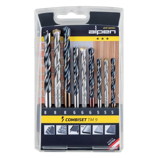 WOOD-STEEL-MASONRY DRILL BIT SET  9 PIECE 5 6-8