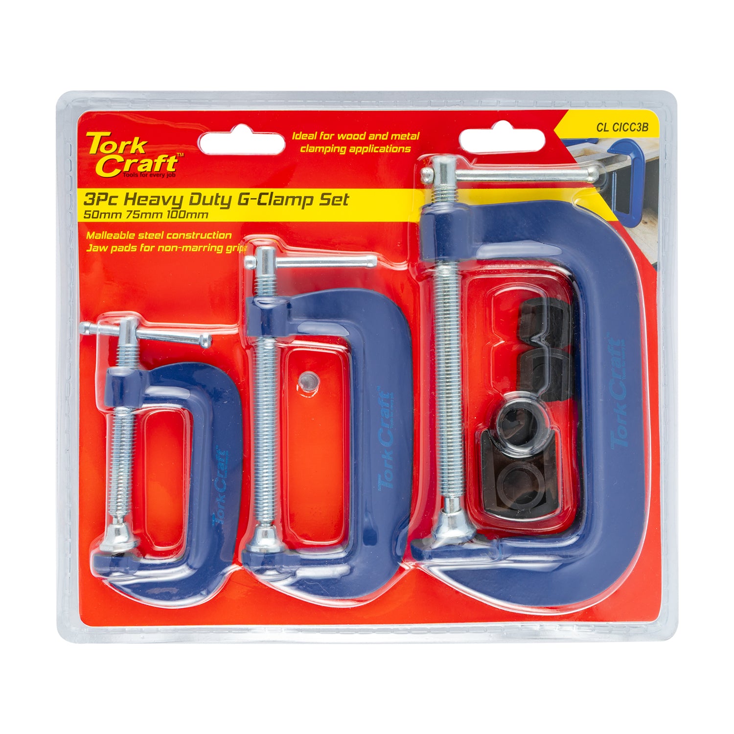 CLAMP G 3 PIECE SET 50 75 & 100MM 2 3 & 4' KIT