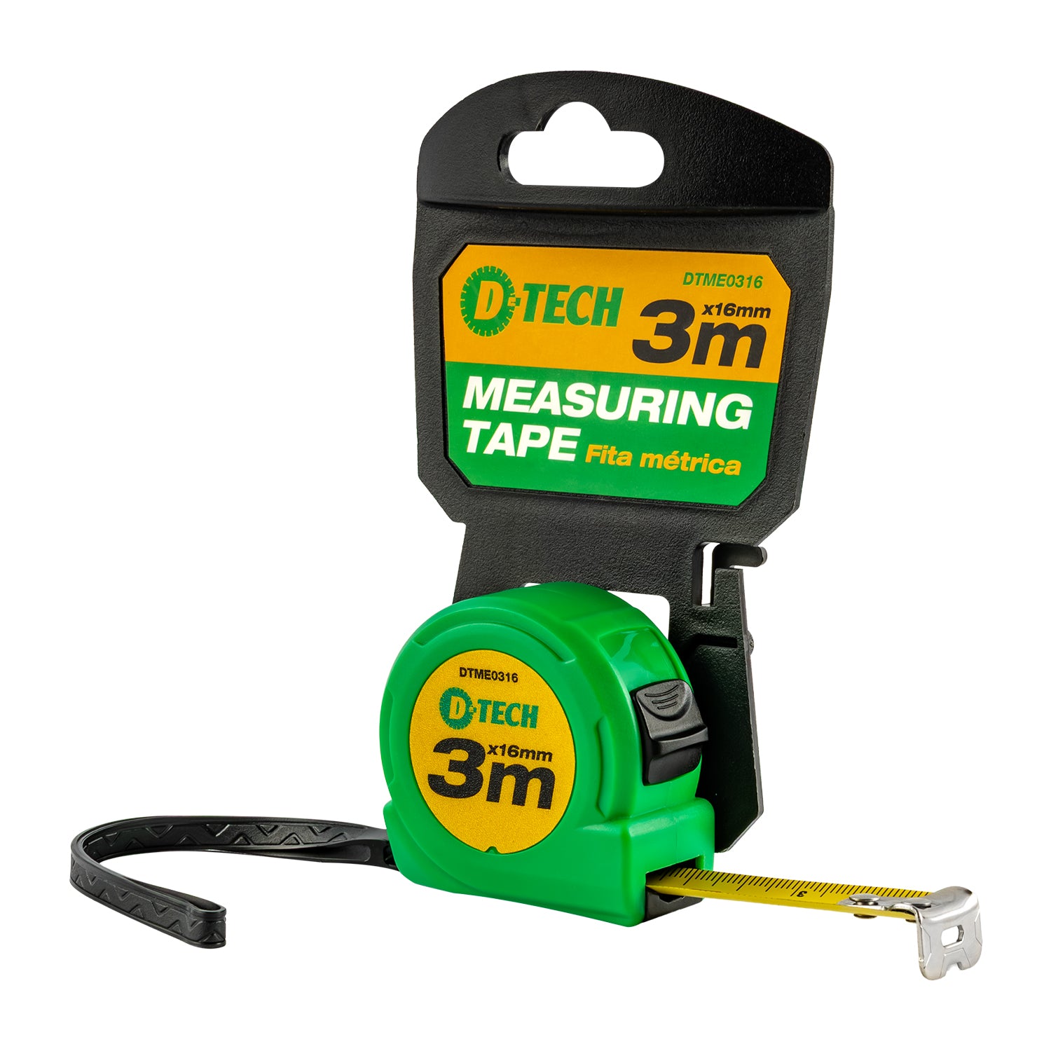 MEASURING TAPE 3M X 16MM PLASTIC CASING STANDARD HOOK & BELT CLIP