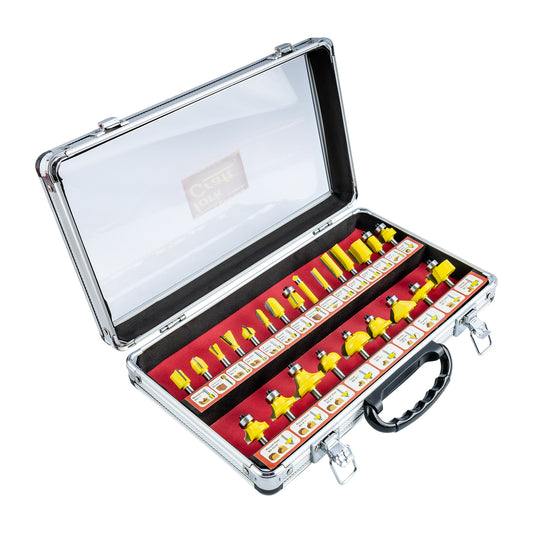 ROUTER BIT SET 24PC ALUMINIUM CASE 1/4 SHANK