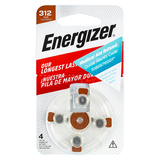 ENERGIZER HEARING AID BAT 312 BROWN 4 PACK (MOQ 10)
