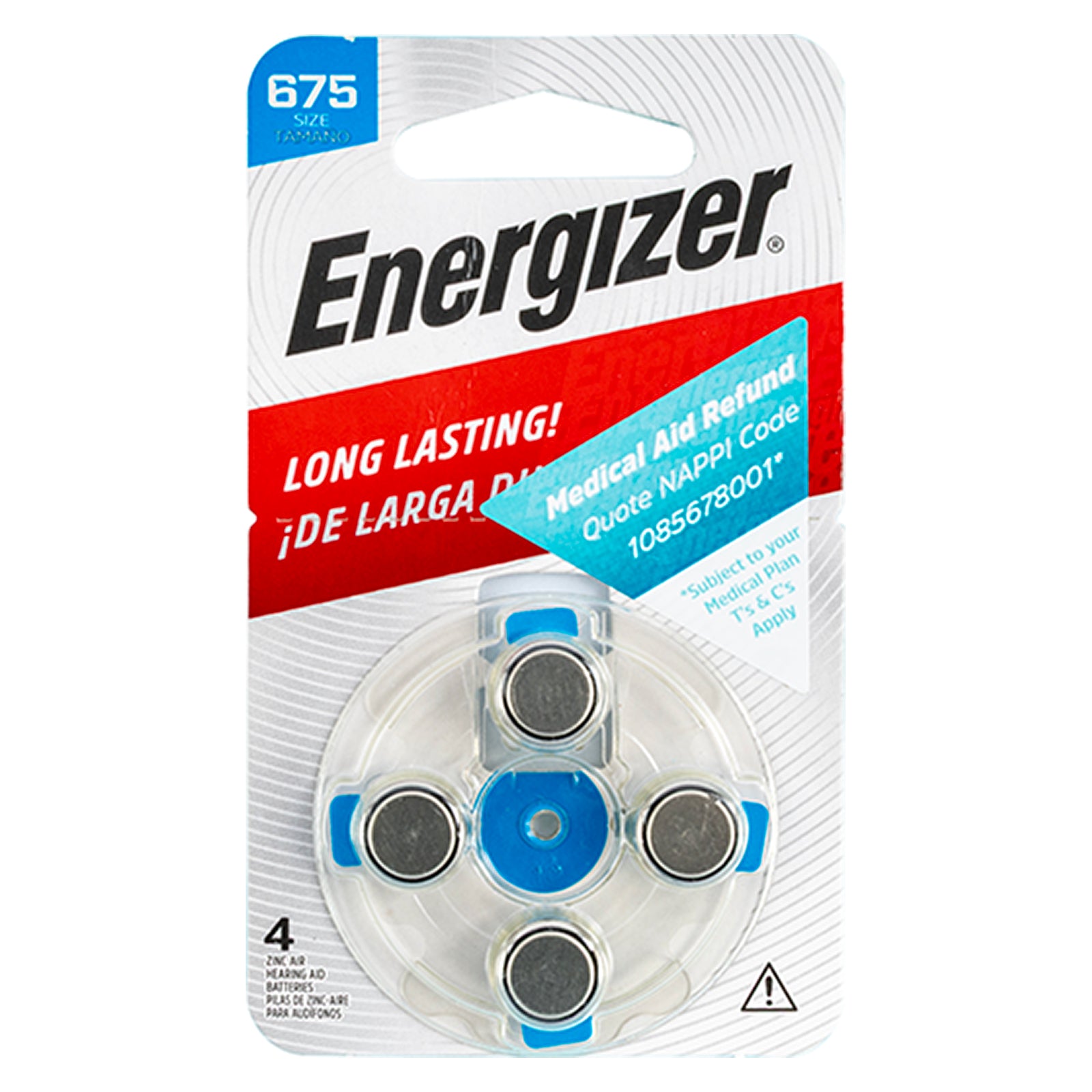 ENERGIZER HEARING AID BAT 675 BLUE 4 PACK (MOQ 10)