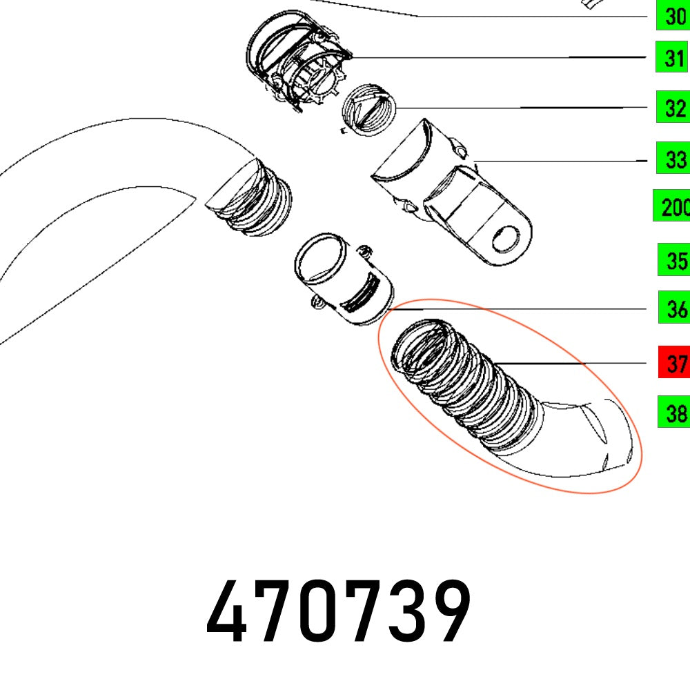 HOSE PIECE LHS 225 EQ